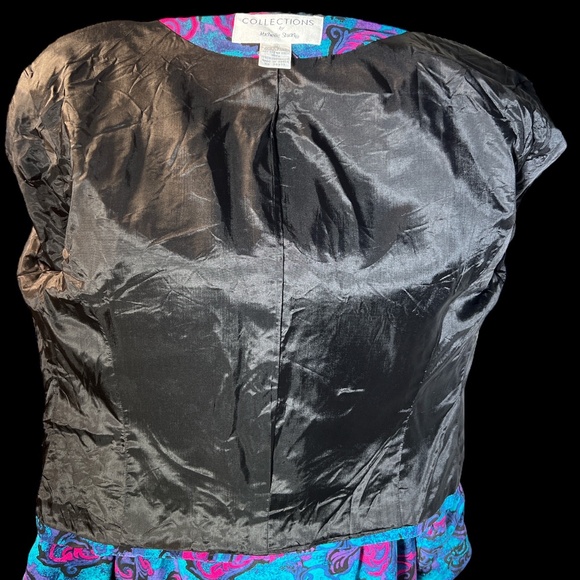 Collections By Michelle Stuart - 80's 2-Piece Vibrant Silk Suit - Size 8 - Picture 13 of 14